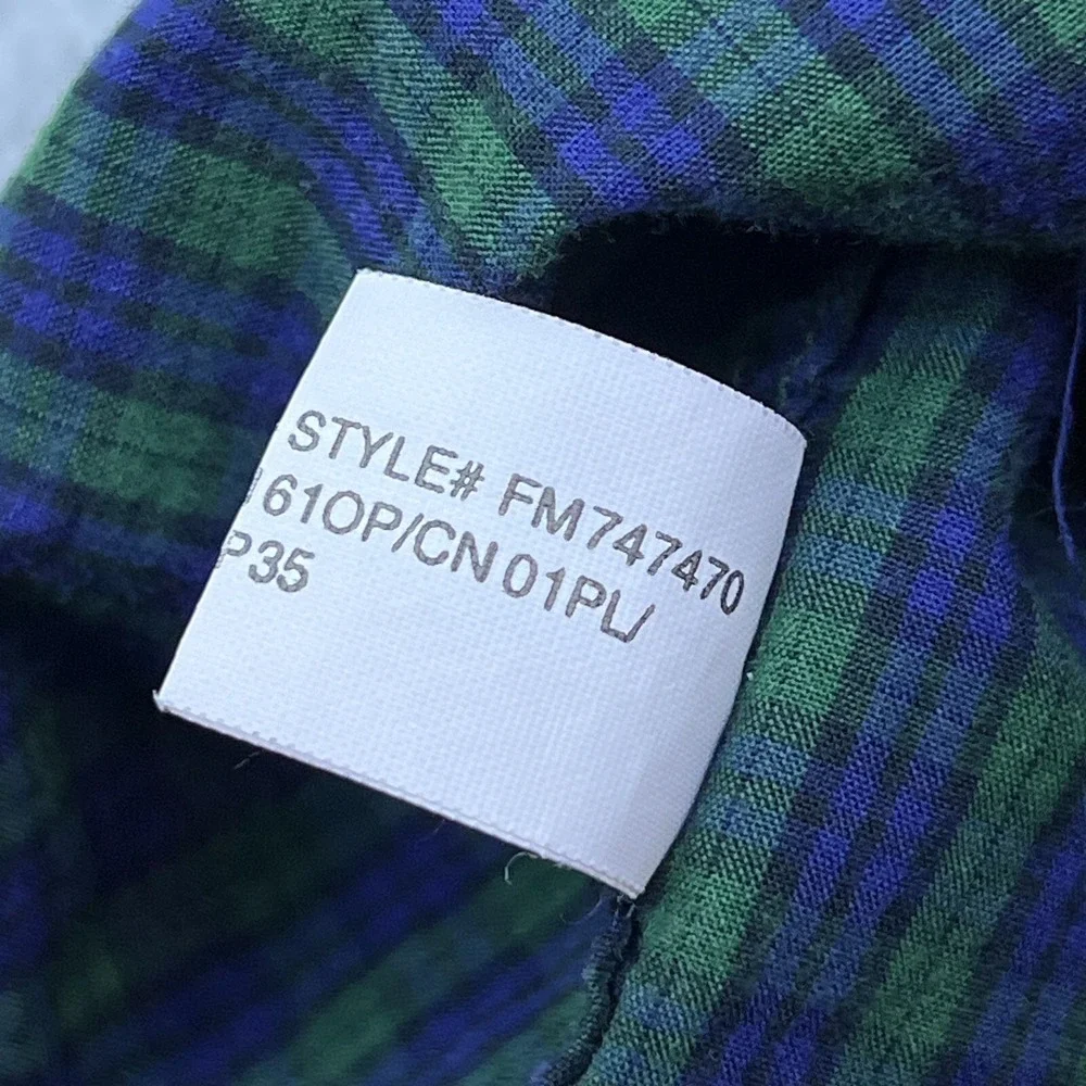 Ralph Lauren Boy's Shirt Green Check Button‎ Up Collared Long Sleeve Youth S 7